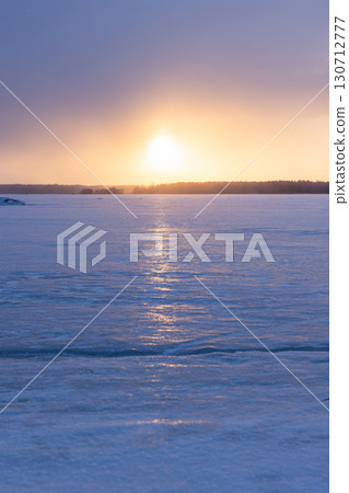 Natural vertical photography showcasing winter landscape with sunset Natural vertical photography showcasing winter landscape with sunset 130712777