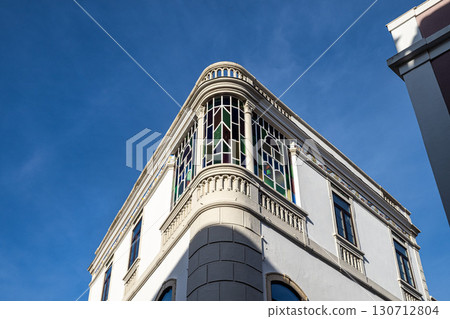 View of modern and historic buildings in the center of Silves, Algarve region, Portugal. View of modern and historic buildings in the center of Silves, Algarve region, Portugal. 130712804