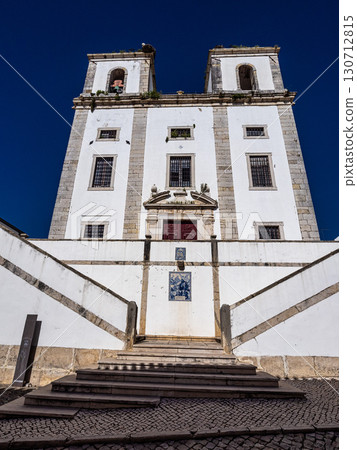 The facade of the Santiago Church in Alcacer do Sal in Portugal The facade of the Santiago Church in Alcacer do Sal in Portugal 130712815