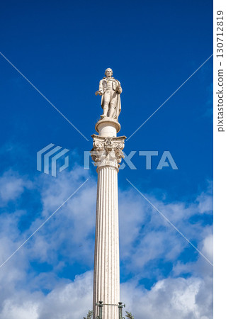 Square Praca do Bocage, the main Square in the historic center of Setubal in Portugal. With emphasis on the statue of the poet Bocage. Square Praca do Bocage, the main Square in the historic center of Setubal in Portugal. With emphasis on the statue of the poet Bocage. 130712819