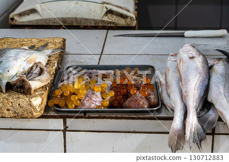 Fish and food market, Mercado Municipal at Soure in the Marajo Island at Para, Brazil 130712883