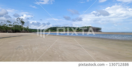Barra velha beach at Soure, Marajo in Para, Brazil. Beautiful beach and mangrove trees with their great crooked roots Barra velha beach at Soure, Marajo in Para, Brazil. Beautiful beach and mangrove trees with their great crooked roots 130712886