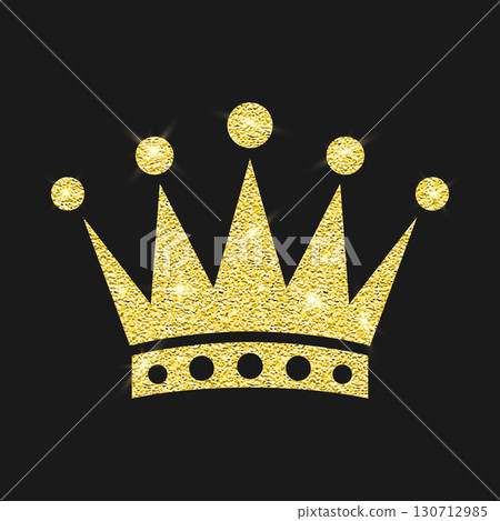 Vector Yellow Golden Glitter Crown Icon on Black Background. Queen Crown. King Glowing Crown, Royal Luxury Logo Design Element. Gold Sparkle Crown Clipart for Invitation, Greeting Card Vector Yellow Golden Glitter Crown Icon on Black Background. Queen Crown. King Glowing Crown, Royal Luxury Logo Design Element. Gold Sparkle Crown Clipart for Invitation, Greeting Card 130712985