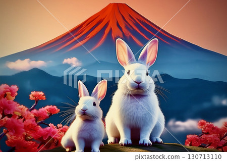 紅富士與兔子親子兔年 130713110