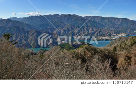 Panorama from the observation deck at the summit of Mt. Butsuga in Tanzawa, Tanzawa Mountains and Lake Miyagase Panorama from the observation deck at the summit of Mt. Butsuga in Tanzawa, Tanzawa Mountains and Lake Miyagase 130713147