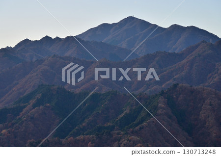 View from the observation deck at the summit of Mt. Takatori in Tanzawa: Mt. Daisen and Mt. Daisen Mitake 130713248
