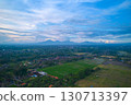Panorama of Mount Agung and rice fields on the island of Bali. 130713397