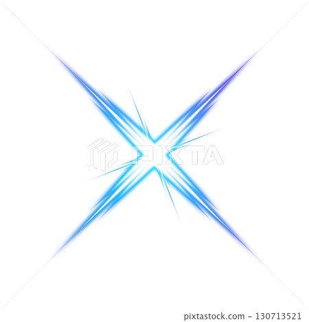 Blue X-shaped luminous light effect placed on a transparent background Blue X-shaped luminous light effect placed on a transparent background 130713521