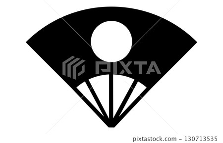 帶有日本國旗圖案的折扇的簡單輪廓插圖 130713535