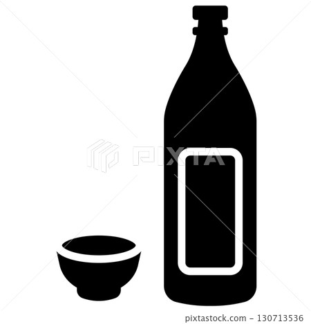 酒瓶和酒杯的簡單輪廓插圖 130713536