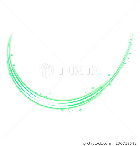 Green sparkling curved light trail placed on transparent background Green sparkling curved light trail placed on transparent background 130713582