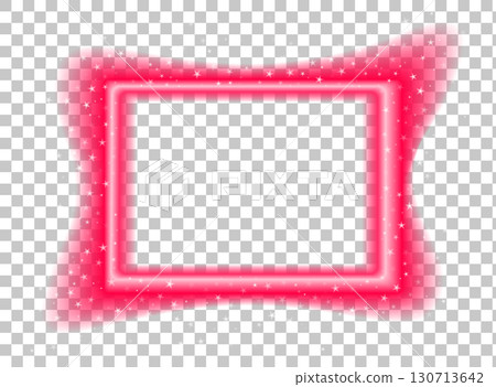 Single red neon rectangular frame with shiny highlights and blurred glow. Empty vector festive border on transparent background. Single red neon rectangular frame with shiny highlights and blurred glow. Empty vector festive border on transparent background. 130713642