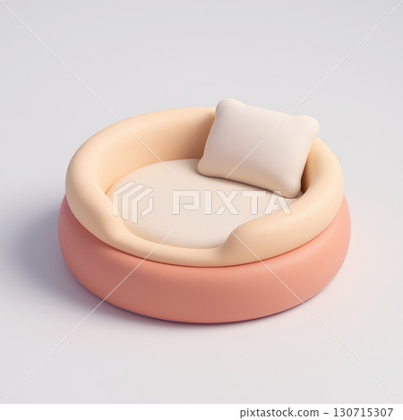 Round pet bed with pillow in soft pastel colors for indoor comfort Round pet bed with pillow in soft pastel colors for indoor comfort 130715307