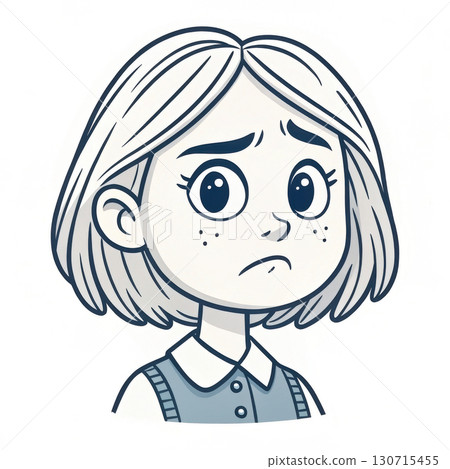 Girl's face with expression of distrust 130715455