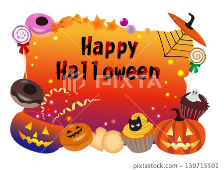 萬聖節南瓜和糖果框架 130715501