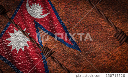 The Nepal flag and barbed wire for Background concept 3d Rendering. 130715528