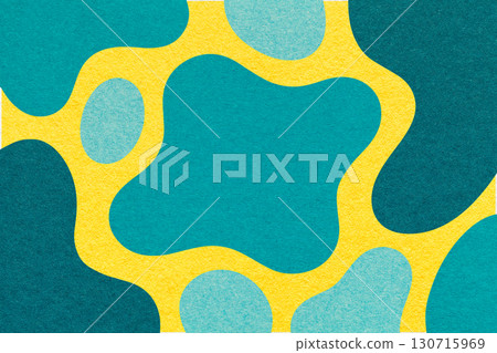 Abstract teal, turquoise and yellow background with amorphous shapes and spots, paper texture in flat organic design Abstract teal, turquoise and yellow background with amorphous shapes and spots, paper texture in flat organic design 130715969