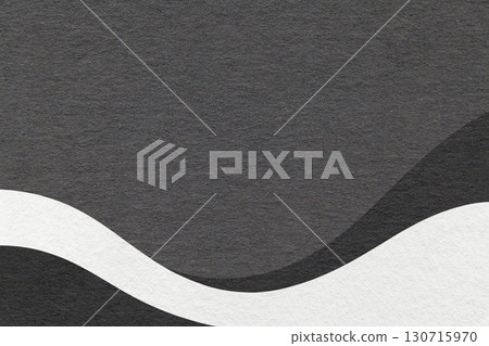 Textured dark gray paper background with white and black wavy lines and waves, copy space for banner, presentation 130715970