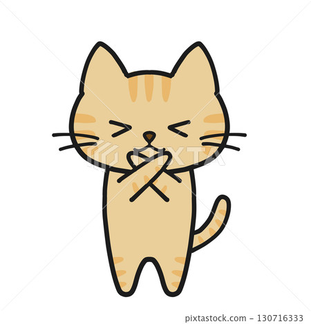 Brown tabby cat warning someone not to do something wrong 130716333