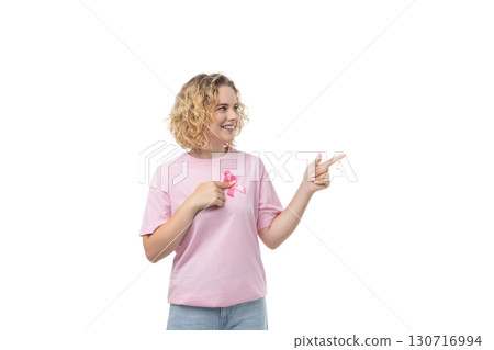 Woman dressed in pink happily pointing to the side, isolated, PNG Woman dressed in pink happily pointing to the side, isolated, PNG 130716994