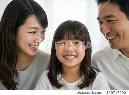 Smiling parent-child portraits Happy family time 130717200
