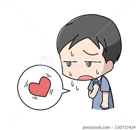 Illustration of a man with palpitations Illustration of a man with palpitations 130717424