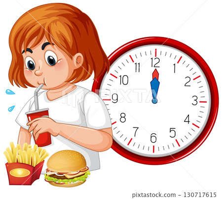 Child Drinking Soda and Eating Fast Food at Noon Child Drinking Soda and Eating Fast Food at Noon 130717615