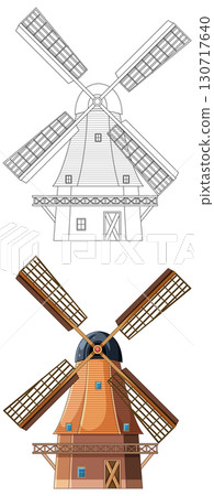 Traditional Dutch Windmill Front View Vector Illustration Traditional Dutch Windmill Front View Vector Illustration 130717640