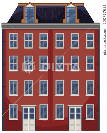 Traditional Dutch Brick Apartment Building With Dormer Windows Traditional Dutch Brick Apartment Building With Dormer Windows 130717651