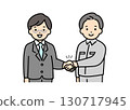 Illustration material of a male office worker and worker shaking hands 130717945