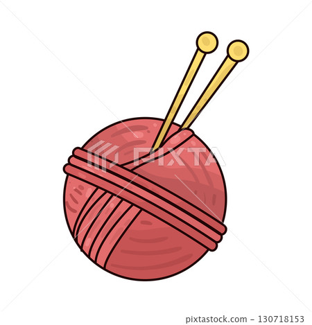 illustration of Yarn Ball with Knitting Needles illustration of Yarn Ball with Knitting Needles 130718153