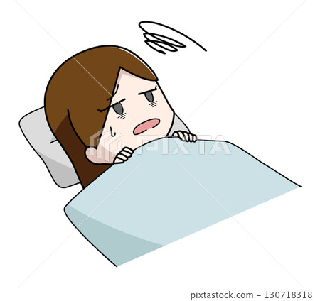 一位即使在床上也睡不著的女人的插圖 一位即使在床上也睡不著的女人的插圖 130718318