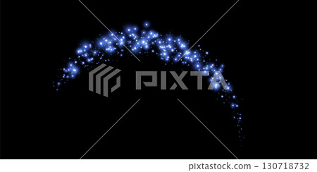 Blue magic sparks and dust stars. Blue glow flare light effect. Vector particles on black background. 130718732