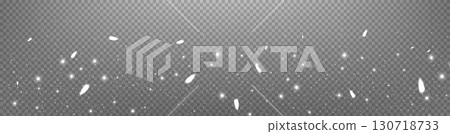 White glittering dots, particles, stars magic sparks. Glow flare light effect. Silver luminous points. Vector particles on transparent background. 130718733