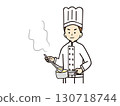 Male cook cooking soup in a milk pan 130718744