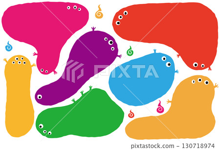 Unique monster-shaped frame and speech bubble set (vivid colors) 130718974