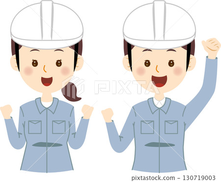 Happy men and women in work clothes 130719003