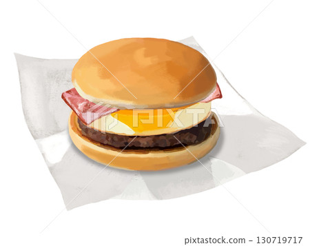 Tsukimi Burger (without sesame) with a label Tsukimi Burger (without sesame) with a label 130719717