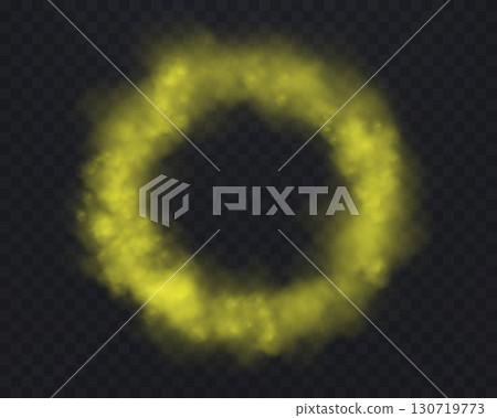Realistic orange smoke circle or haze on a transparent background. Magic fog, vapor. Vector illustration. Realistic orange smoke circle or haze on a transparent background. Magic fog, vapor. Vector illustration. 130719773