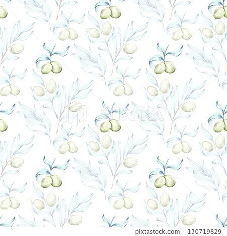 Olives and olive oil seamless pattern background wallpaper in watercolor style inspired by Italian cuisine nature and beauty of healthy eating Olives and olive oil seamless pattern background wallpaper in watercolor style inspired by Italian cuisine nature and beauty of healthy eating 130719829