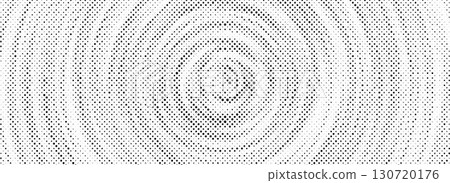 Black halftone concentric circle background. Dotted radial gradient texture. Rippled sound wave ring wallpaper. Vector rasterized rough backdrop for epicenter, target, radar signal, vibration concept 130720176