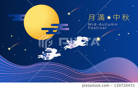 Mid-Autumn Festival banner design rabbit and moon 130720433