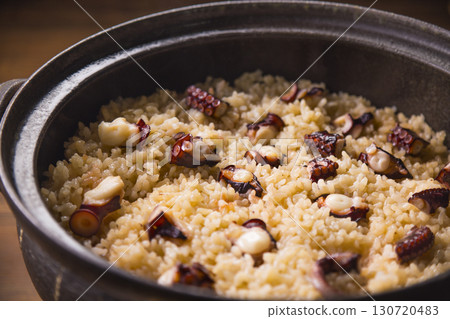 Octopus rice cooked in a clay pot Octopus rice cooked in a clay pot 130720483