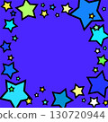 醒目的藍色背景插畫框，點綴著五彩繽紛的星星。正方形。 130720944