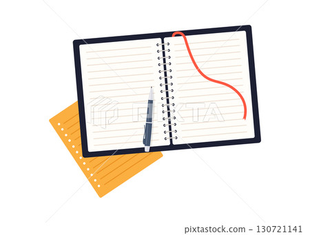 Notebook and pen. Flat design stock illustration 130721141