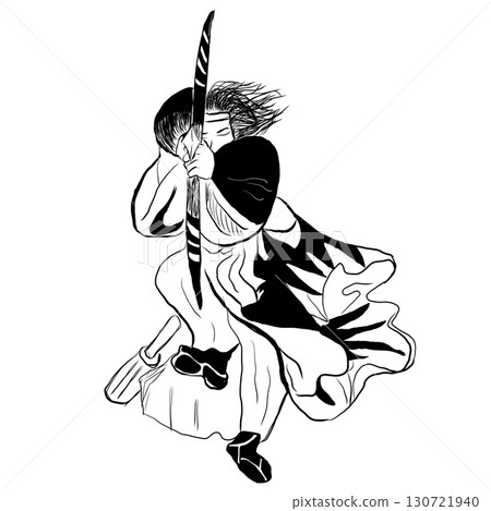 浮世繪風格,射箭第一隊的戰鬥場景,白色背景 浮世繪風格,射箭第一隊的戰鬥場景,白色背景 130721940