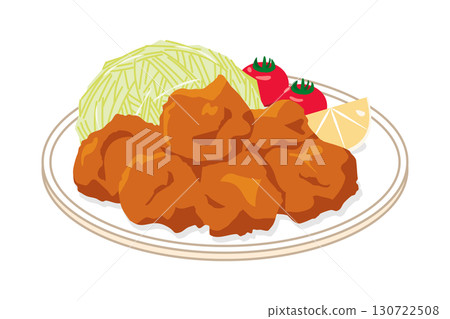 盤子上的炸雞插圖 盤子上的炸雞插圖 130722508