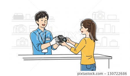 Camera shop and clerk Rental camera 130722686