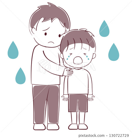 哭泣的男孩和他憂心忡忡的父親的插圖 哭泣的男孩和他憂心忡忡的父親的插圖 130722729