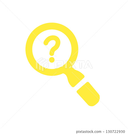 Magnifying glass and question mark icon - Simple design for search and uncertainty (yellow) 130722930